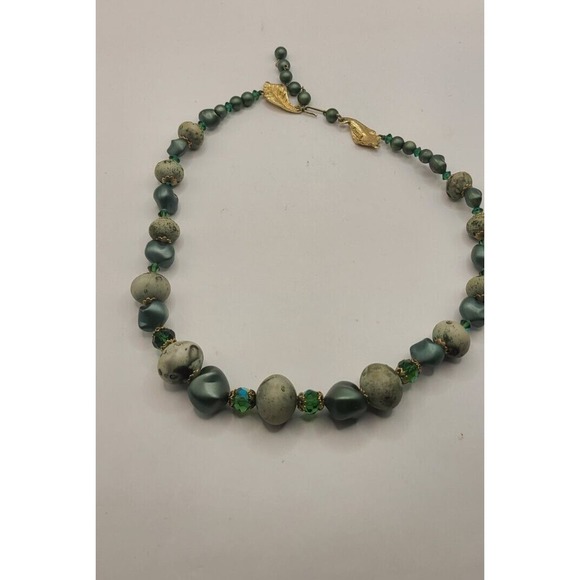 Mode Art Blue Green Enamel Bead Necklace - Picture 1 of 7